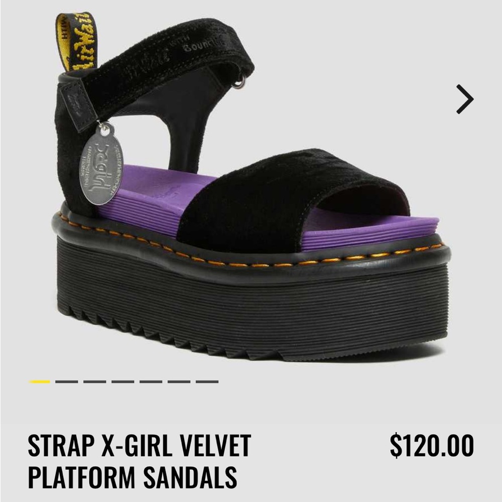 Dr. Martens Strap X-girl Velvet Platform Sandals (NWT)